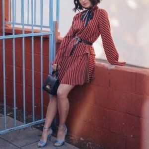 Who What Wear Red Long Sleeve Asymmetrical dress